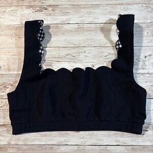 Marysia Swim Palm Springs Black and Checkered Bikini Top Size Small